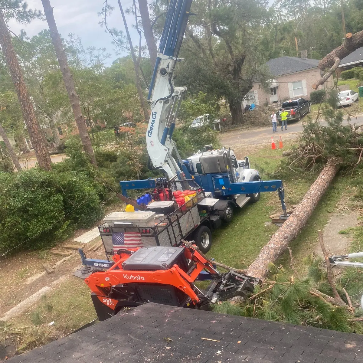Storm response truck staged for 24/7 emergency tree service in Lafayette County, Mississippi